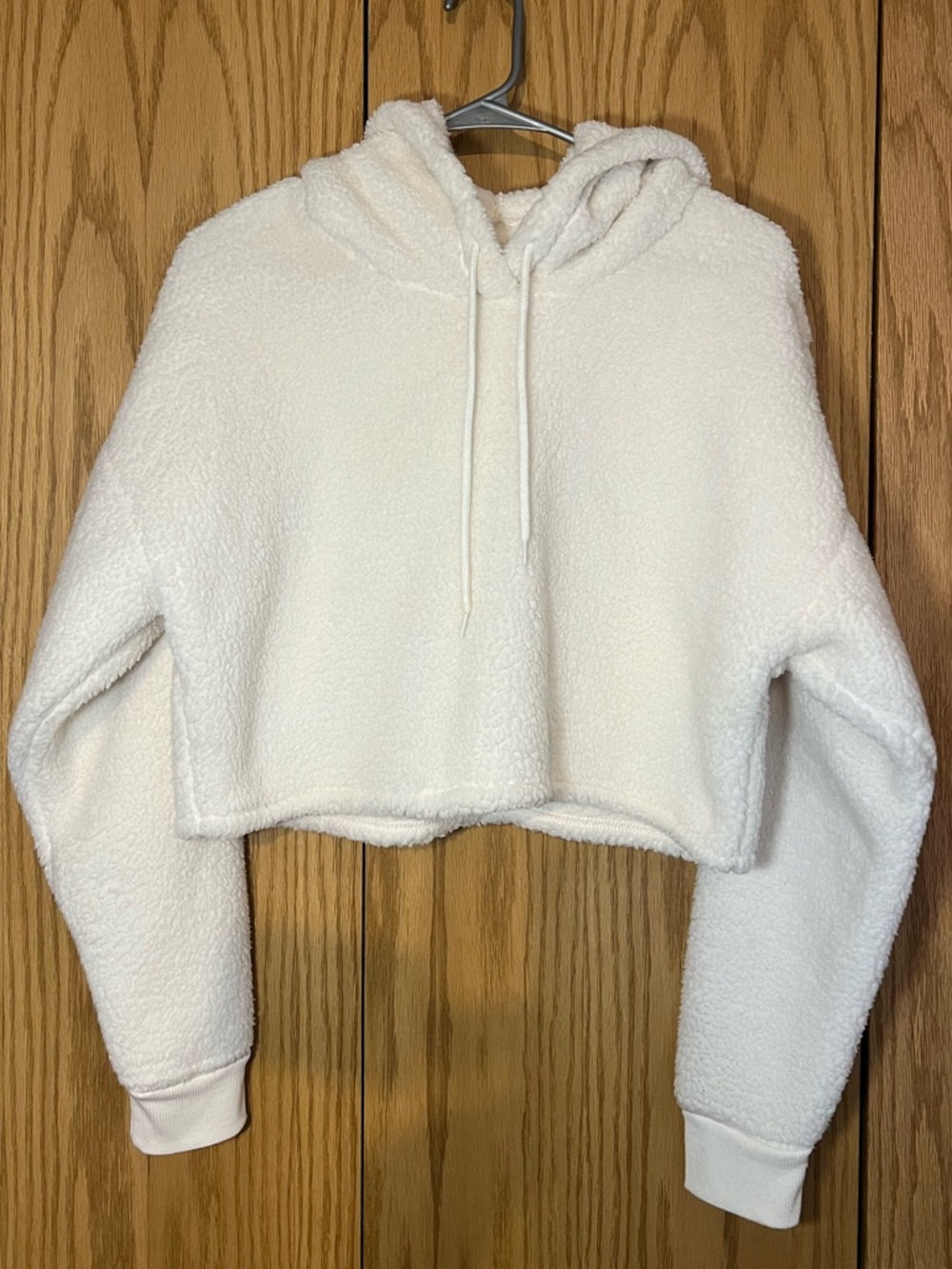 Cozy Sherpa Cropped Hoodie - Cream